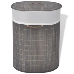 Brown Oval Bamboo Laundry Bin