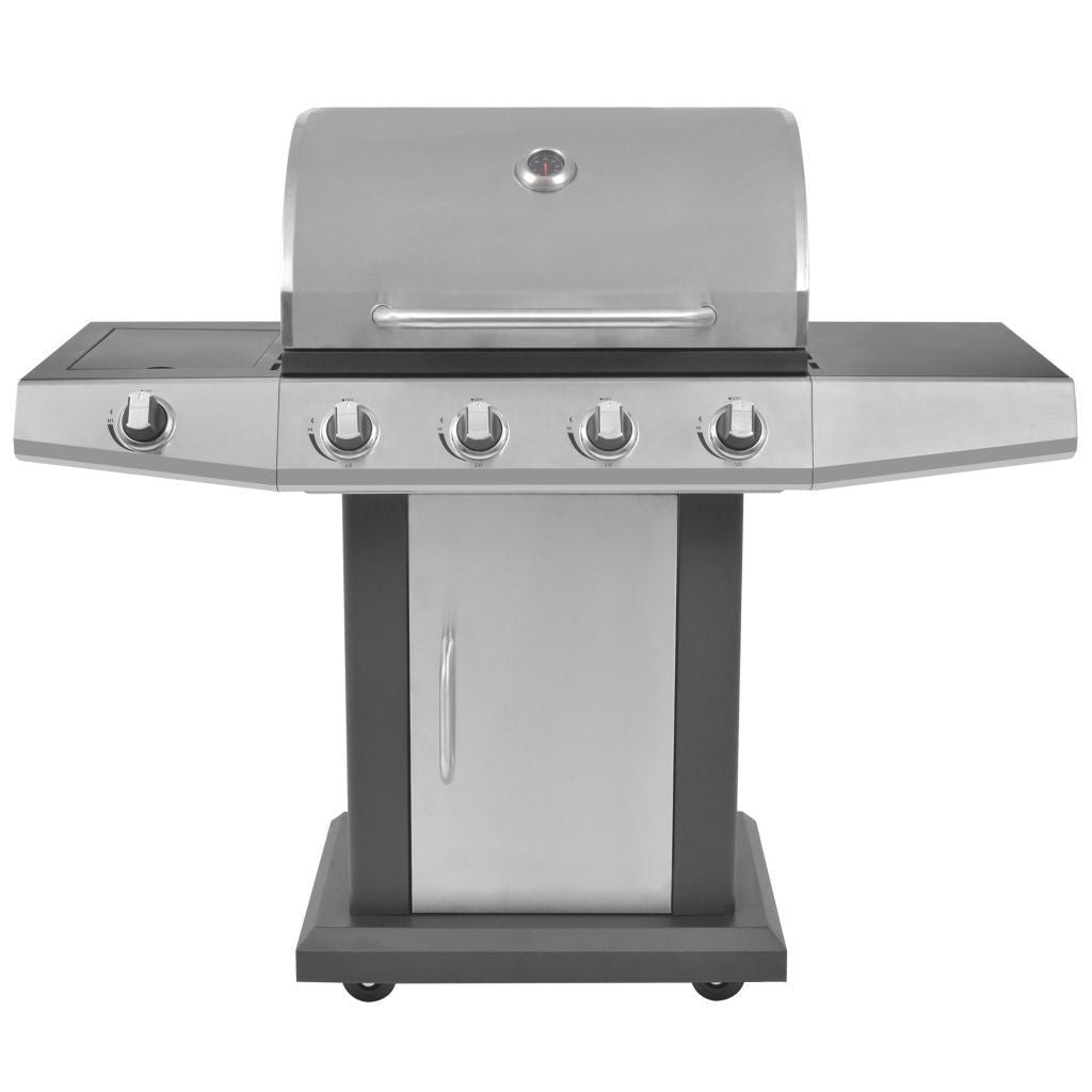 Black & Silver Gas Barbecue BBQ Grill 4 + 1 Burners