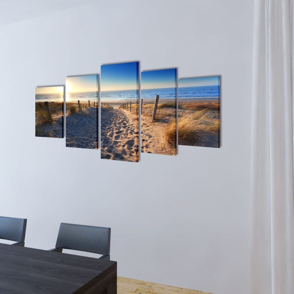 Sand Beach Canvas Wall Print Set - 200 x 100 cm
