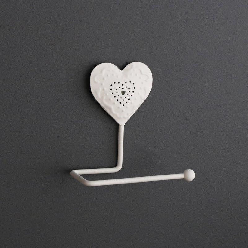 Cream Heart Toilet Roll Holder