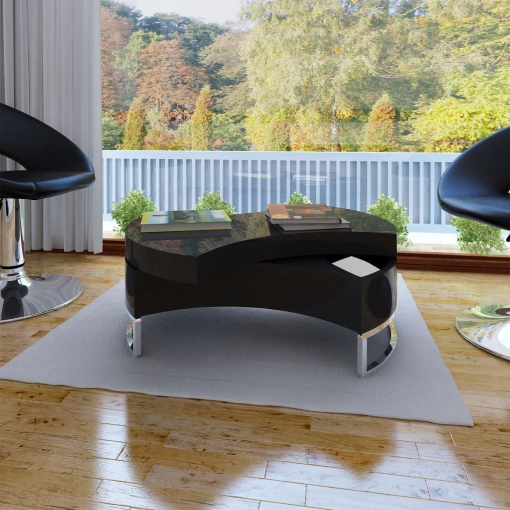 Adjustable High Gloss Black Table Shape