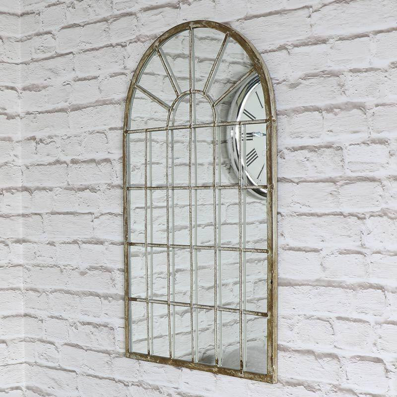 Rustic Cream Arched Window Mirror