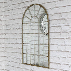 Rustic Cream Arched Window Mirror