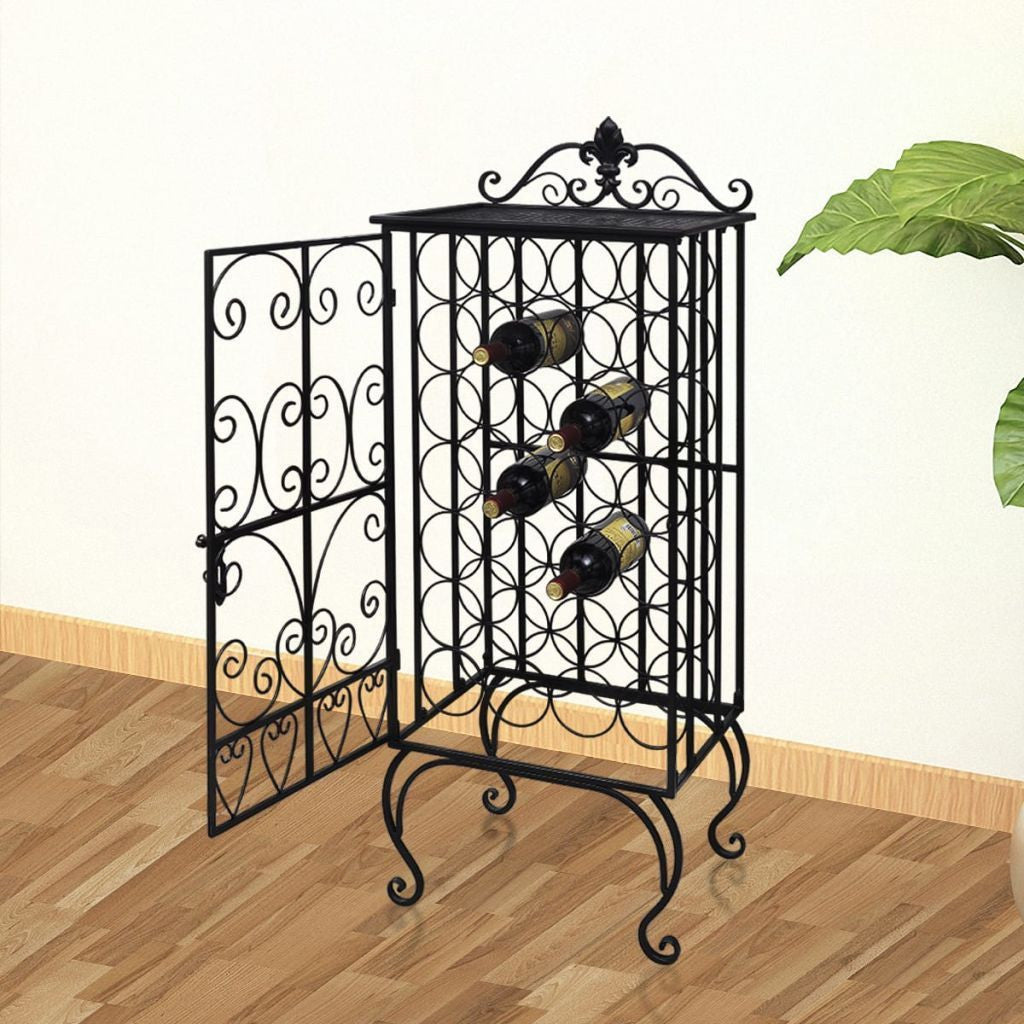 Metal Wine Rack Cabinet - 28 Bottles