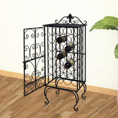 Metal Wine Rack Cabinet - 28 Bottles