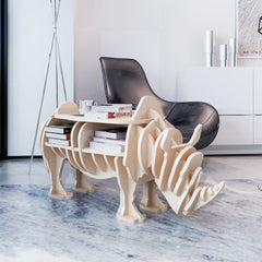 Wooden Rhino Coffee Table