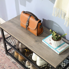Industrial Greige Shoe Bench