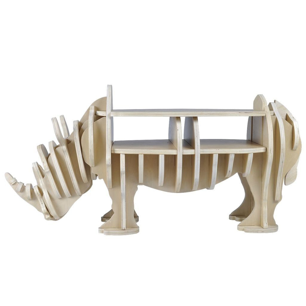 Wooden Rhino Book Organizer & Side Table