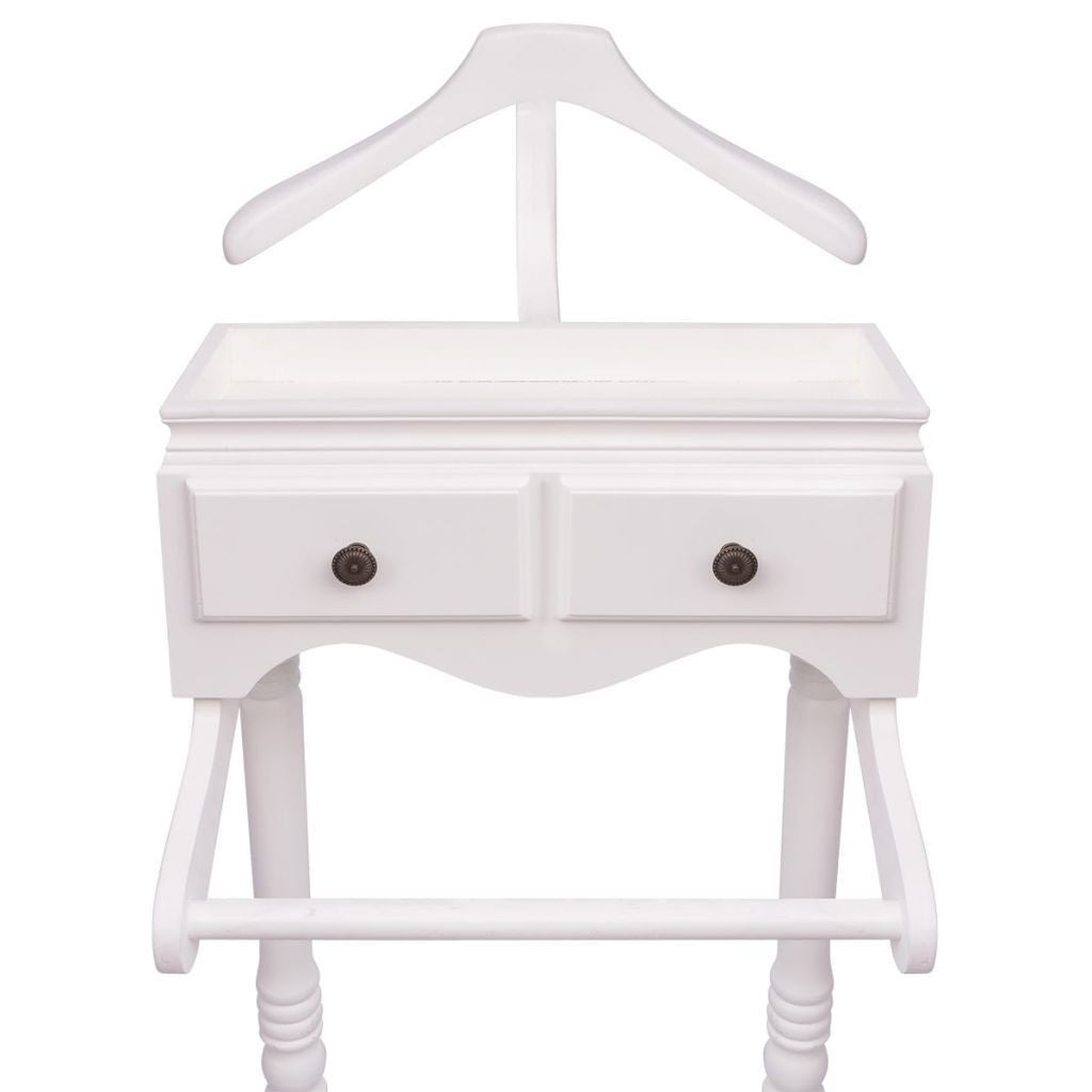 White Clothing Rack with Cabinet Wood