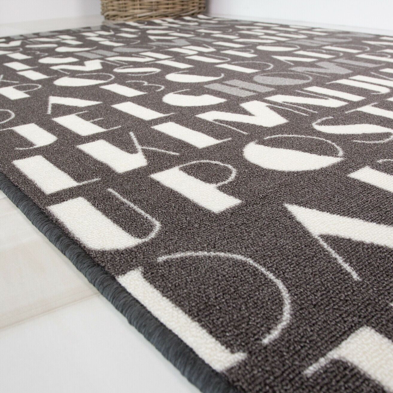 Grey Letters Runner Rug
