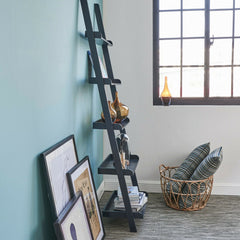 Dark Grey Wall Ladder Shelves