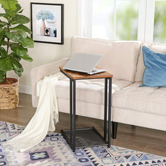 Rustic Side Table with Under Mesh Shelf