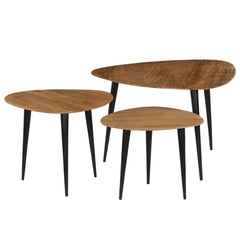 Set of 3 Acacia Wood Tables