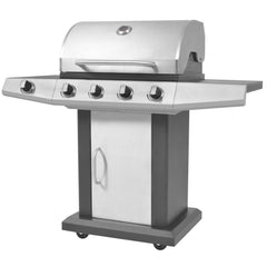 Black & Silver Gas Barbecue BBQ Grill 4 + 1 Burners