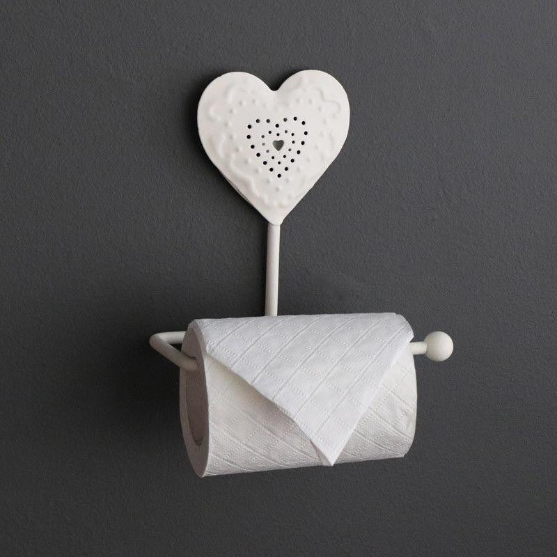 Cream Heart Toilet Roll Holder