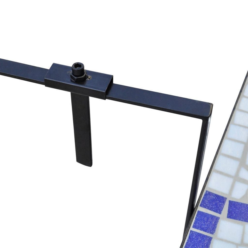 Semi-circular Blue & White Mosaic Hanging Balcony Table