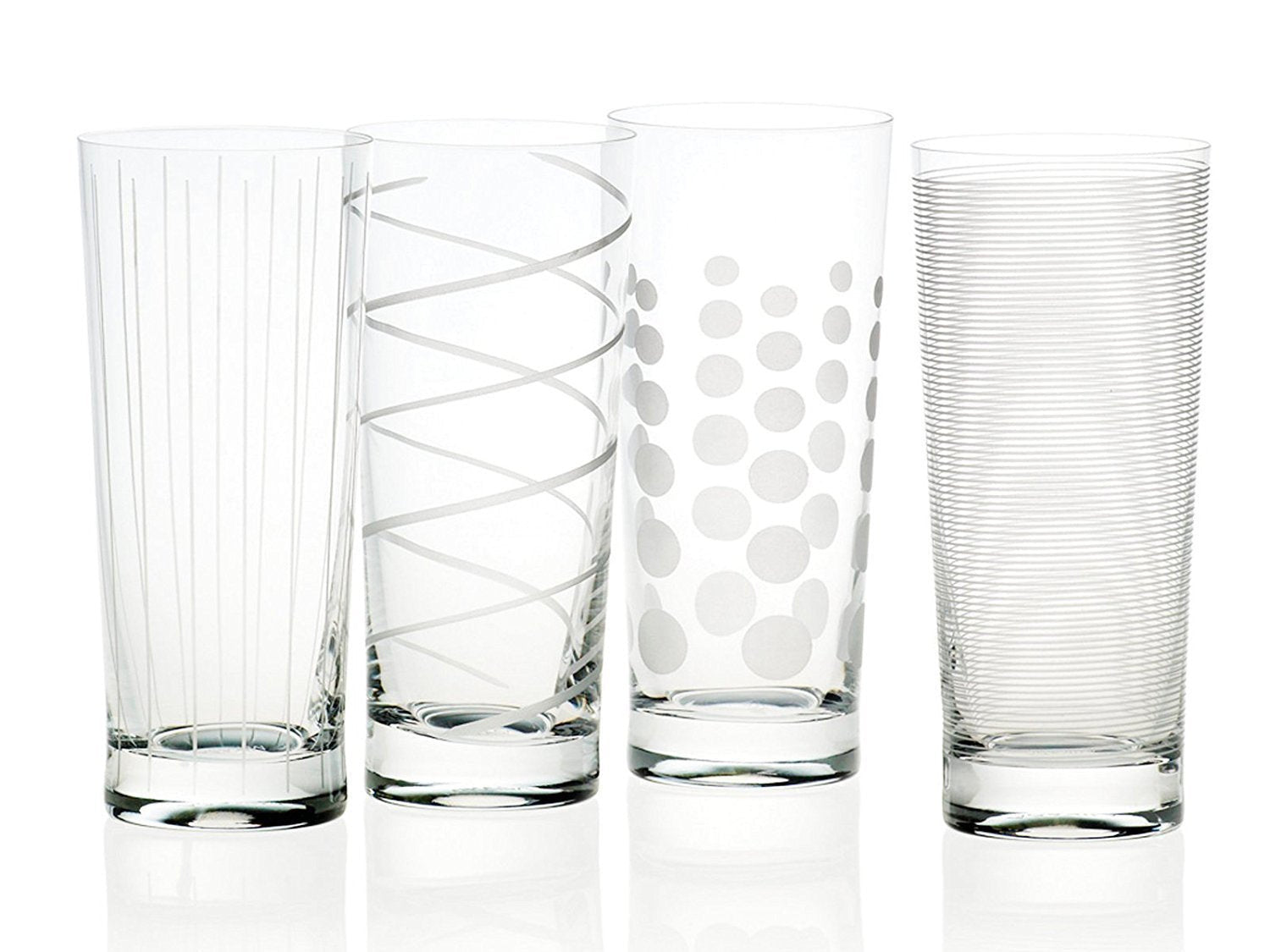 Set of 4 Patterned Crystal Tumbler Glasses