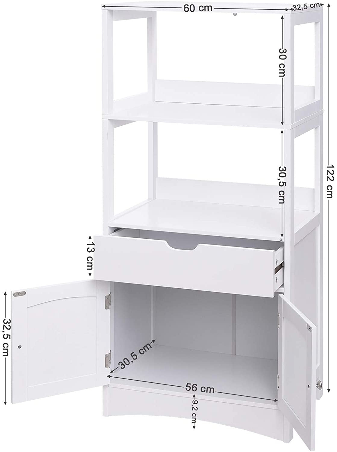 Large White Bathroom Storage Cabinet