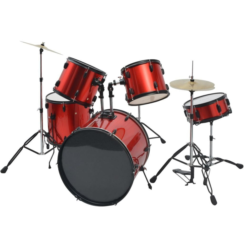 Red Adult Complete Drum Kit Powder-coated Steel