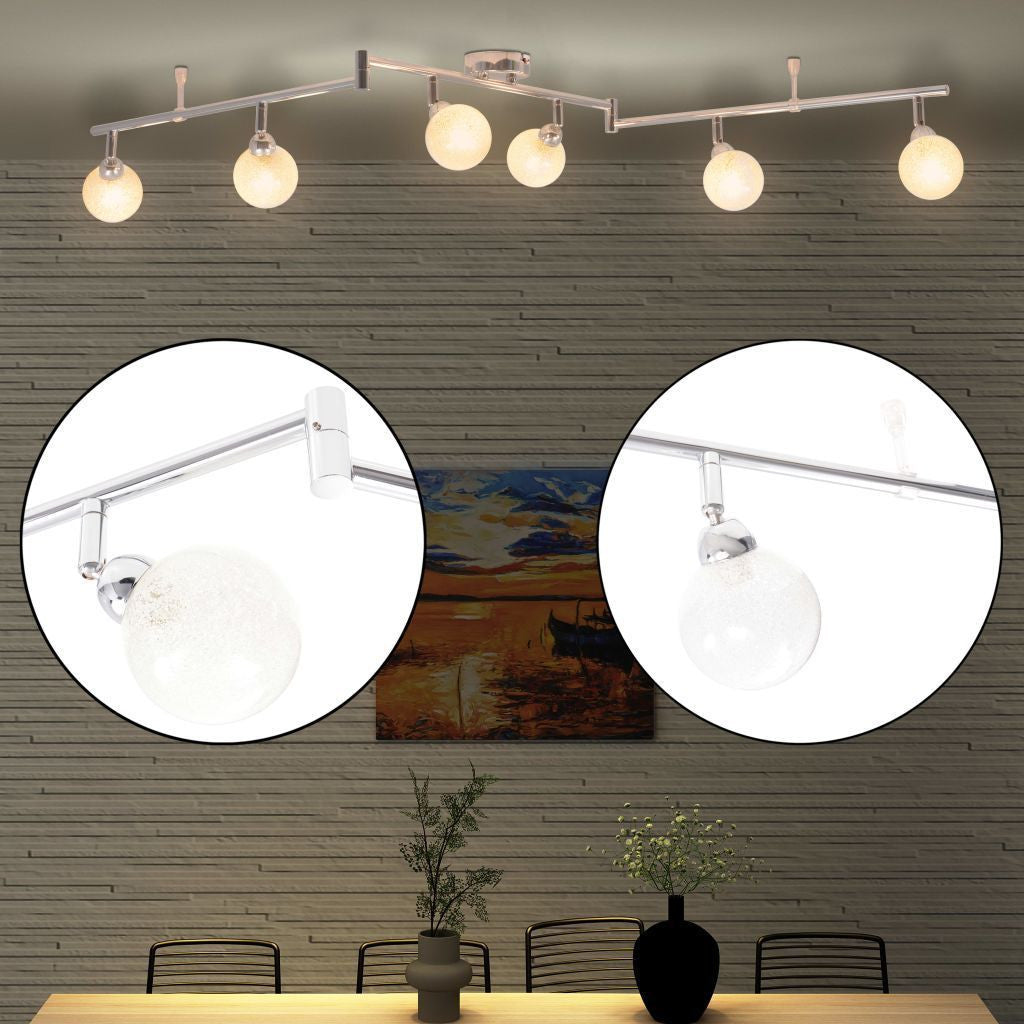 Chrome Ceiling Lamp with 6 Shades