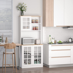 White Double Layered Storage Cabinet & Counter