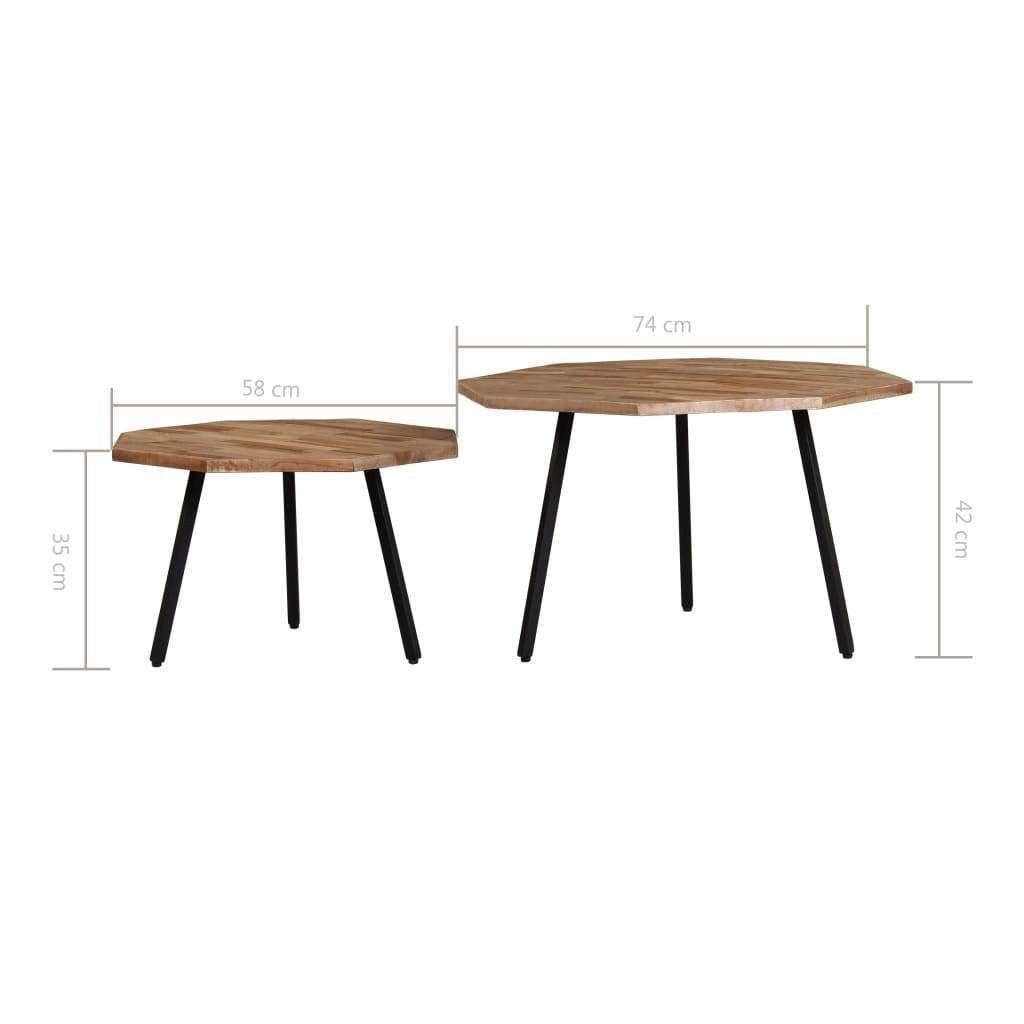 Teak Hexagon Coffee Table Set