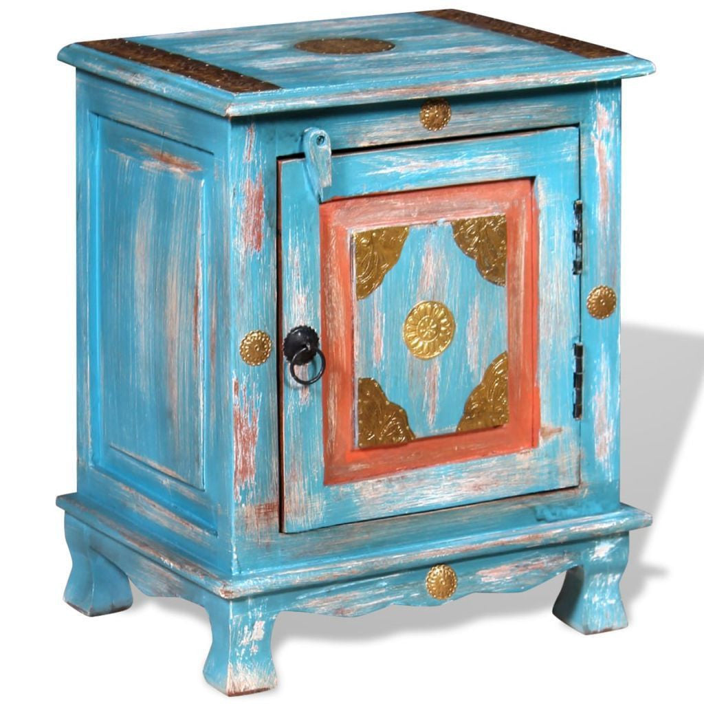 Solid Mango Wooden Blue Nightstand
