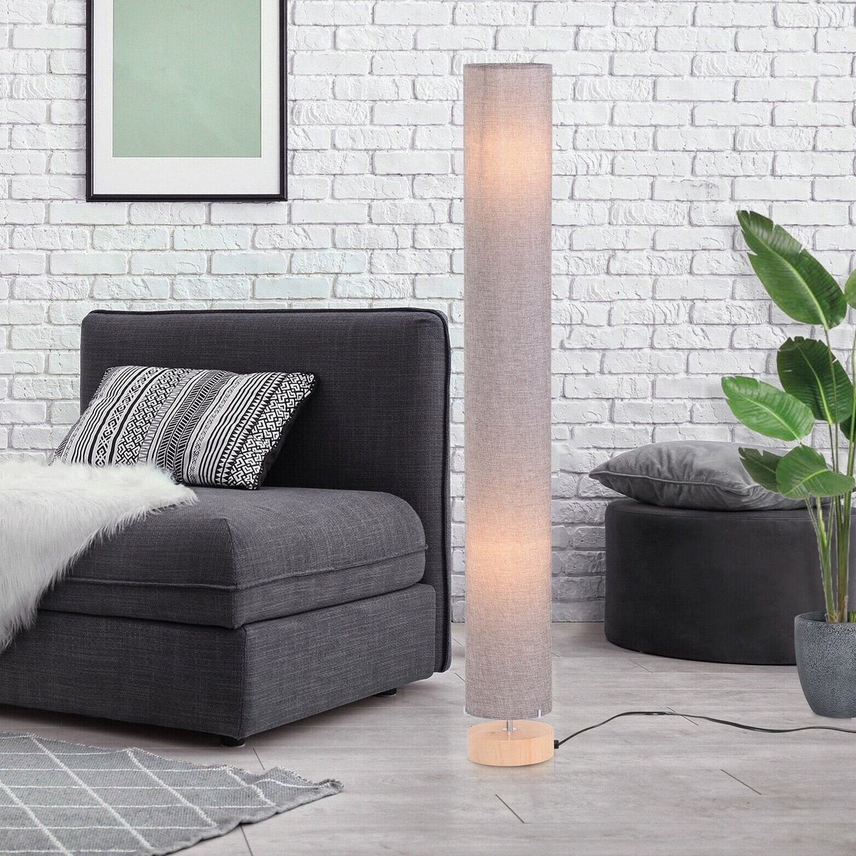 Modern Grey Wooden Floor Lamp