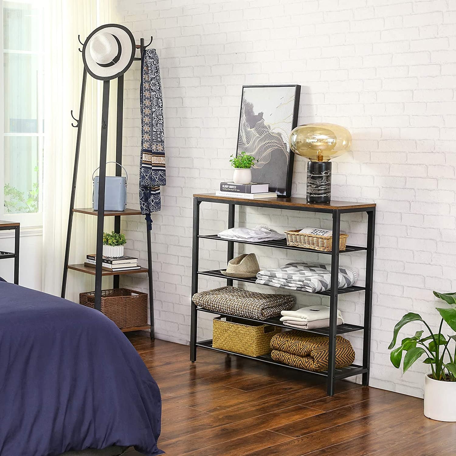 Rustic Brown Shoe Rack