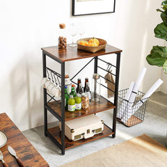 Industrial Baker’s Rack with 6 S-Hooks & 3-Tier Storage Shelves