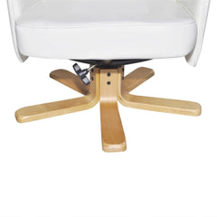 White Leather TV Armchair with Foot Stool