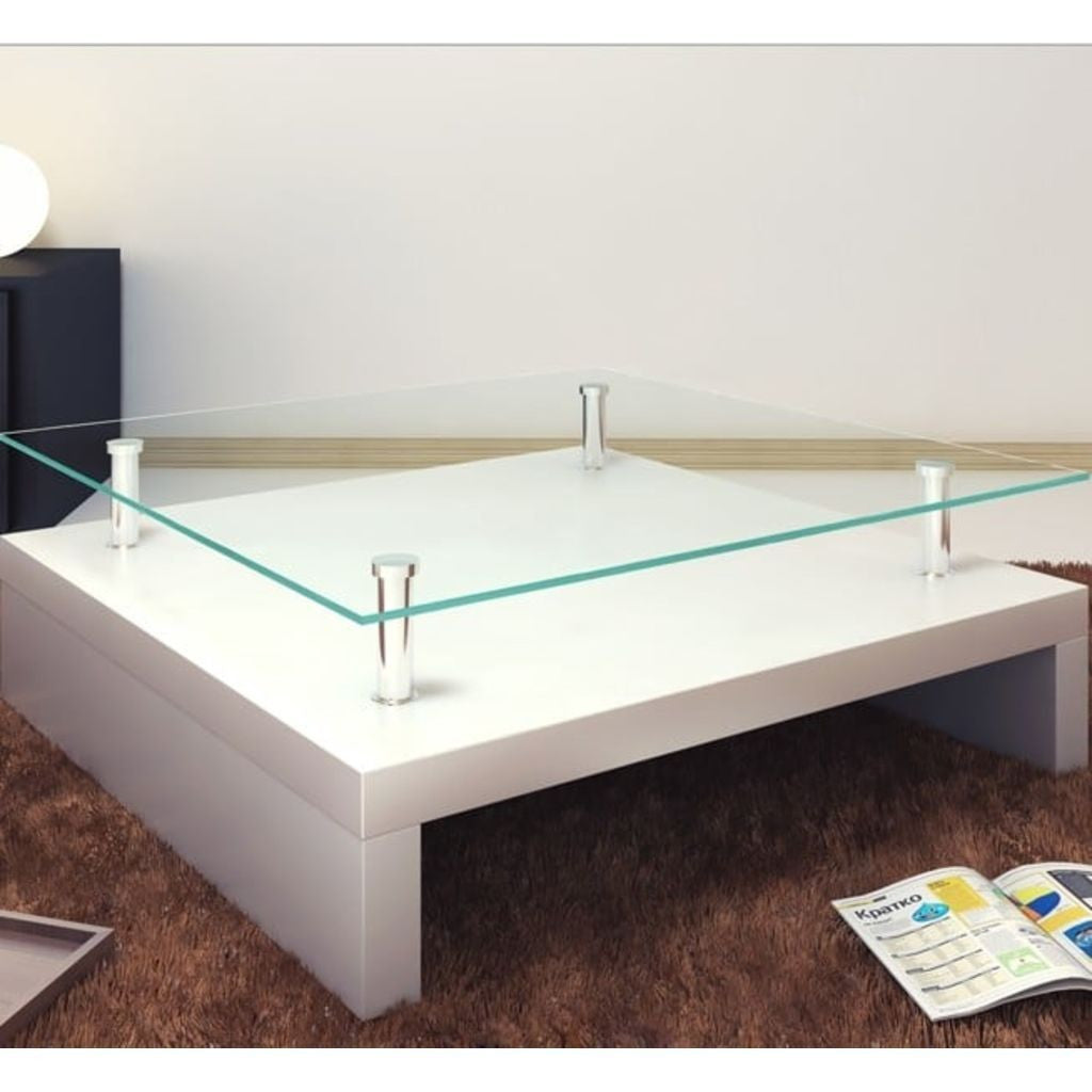 White Square Glass Coffee Table