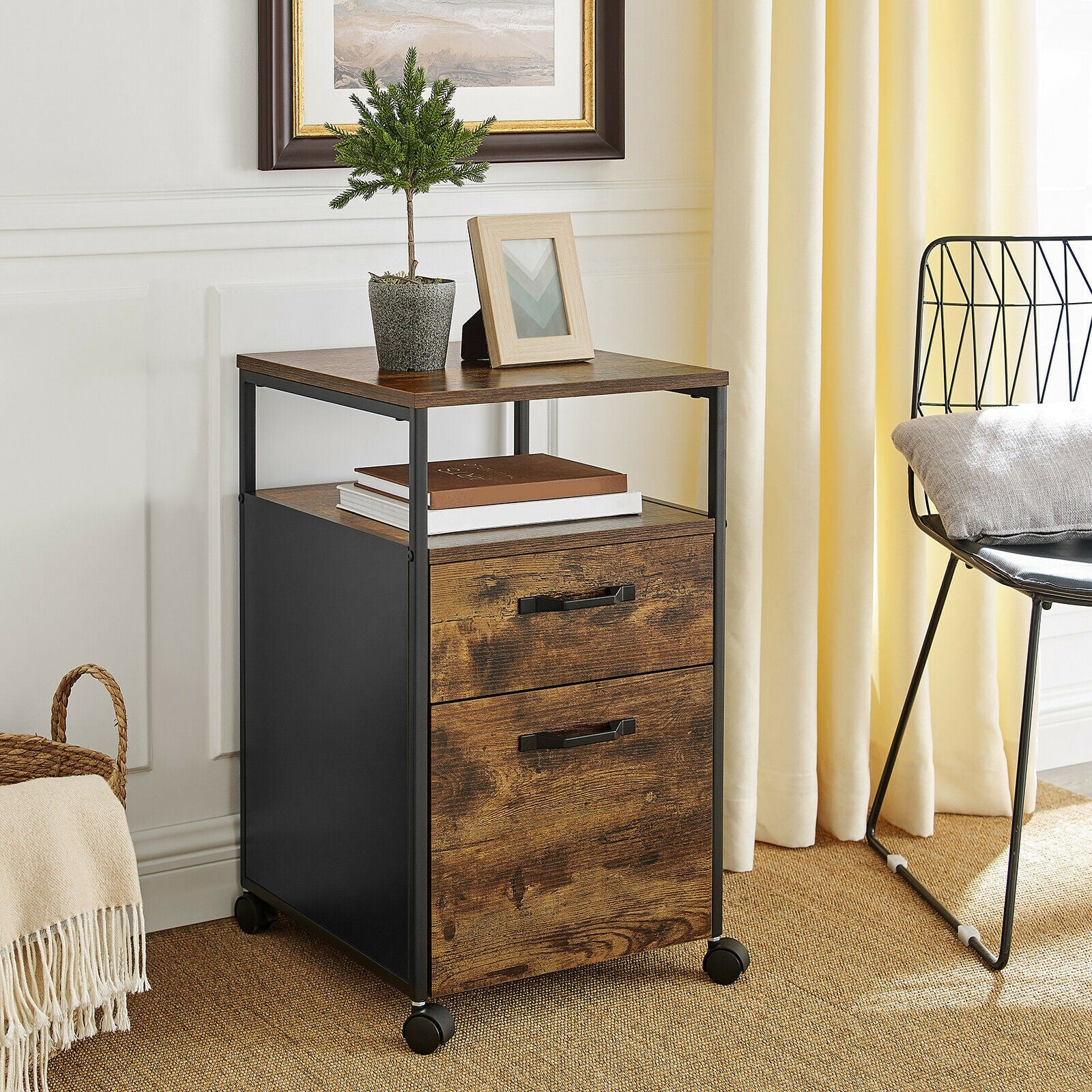 Rustic Double Drawer Filing Cabinet