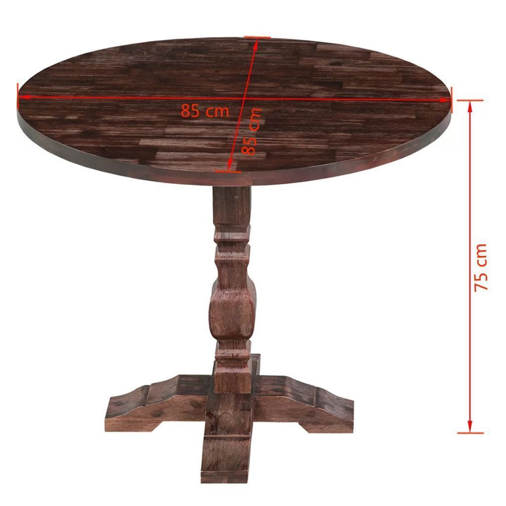 Solid Wood Pedestal Dining Table - 85 x 75 cm