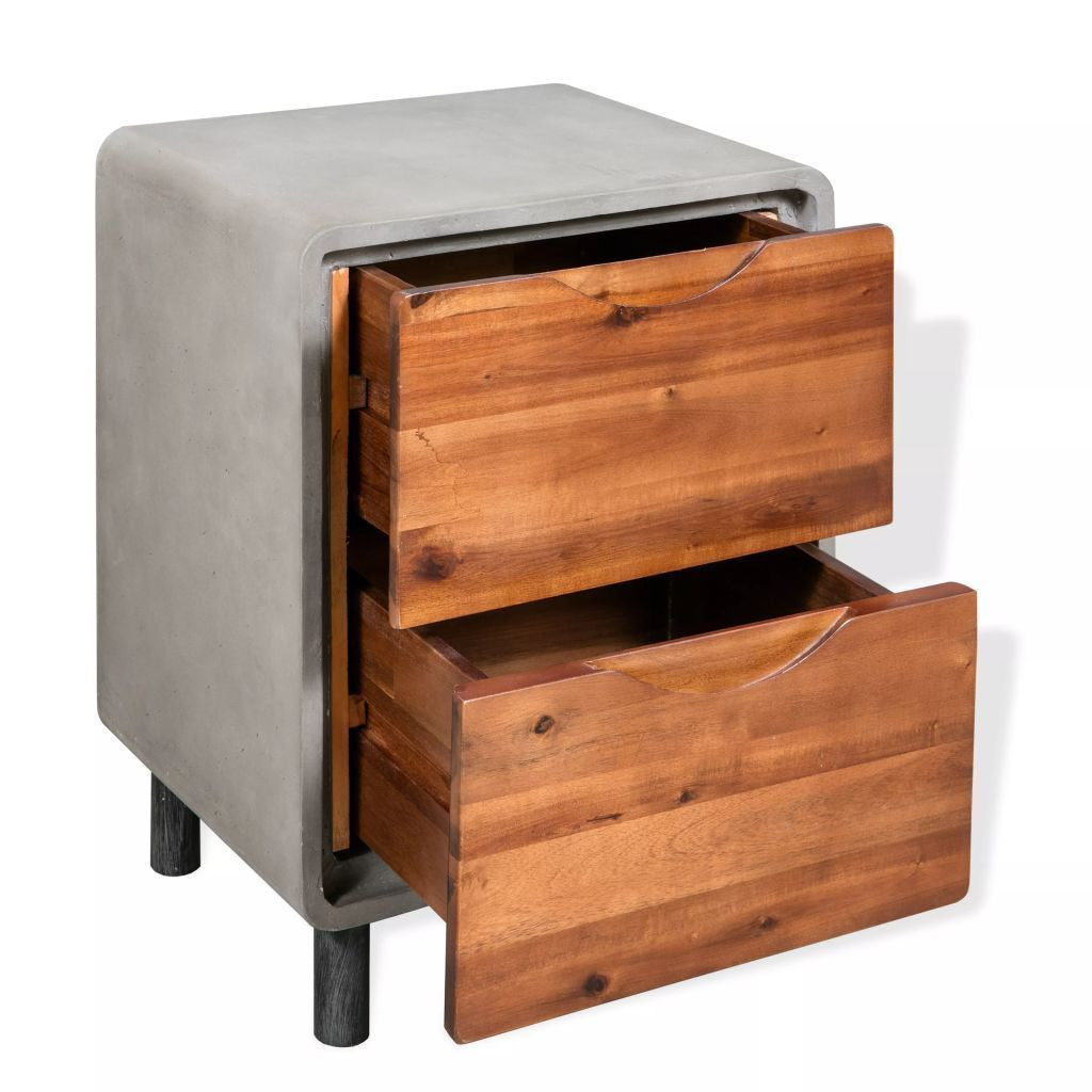 Concrete & Wood Bedside Table