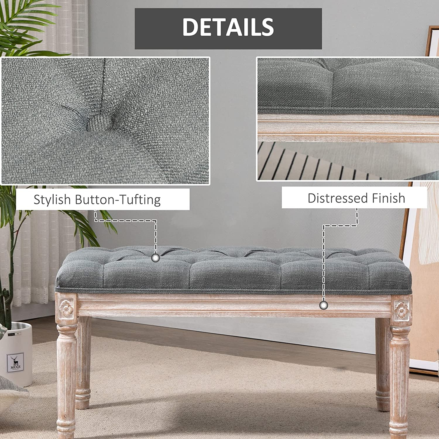 Grey Bed End Footstool