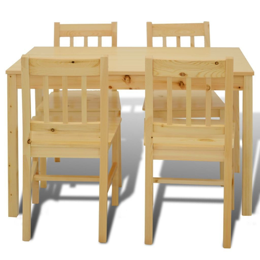 Natural Wooden Dining Table with 4 Chairs