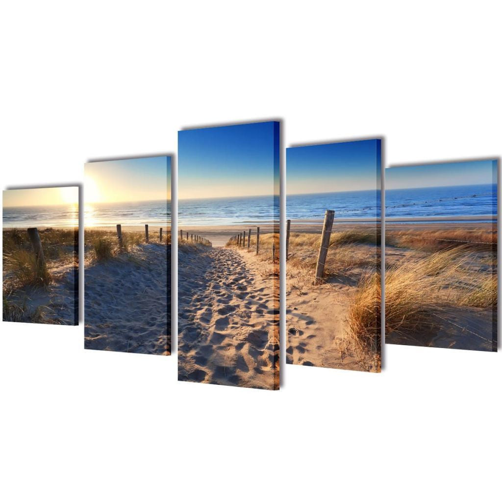 Sand Beach Canvas Wall Print Set - 200 x 100 cm