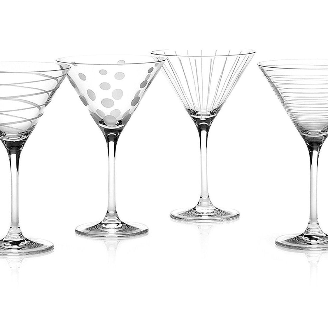 Set of 4 Patterned Crystal Cocktail Glasses