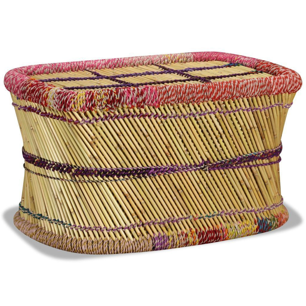 Bamboo Coffee Table with Chindi Details