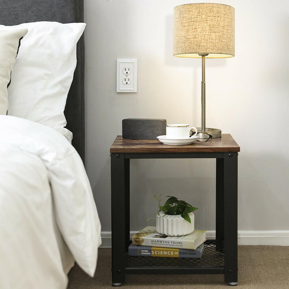 Rustic Brown Industrial Side Table