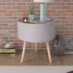 Grey Round Side Table with Serving Tray