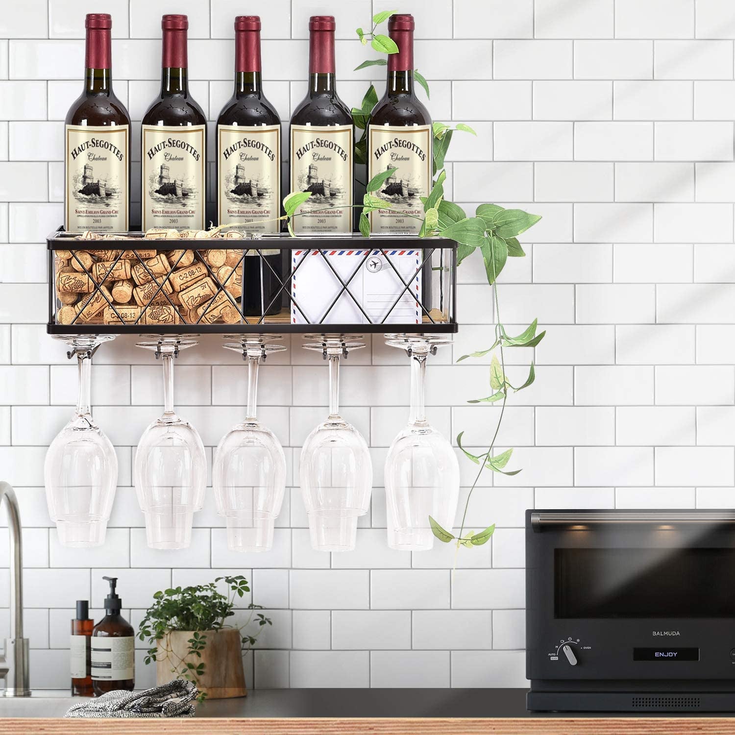 Vintage Metal And Wood Wine Rack