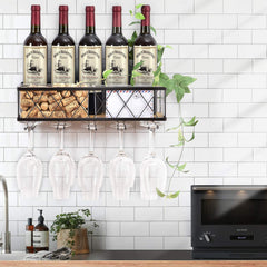 Vintage Metal And Wood Wine Rack