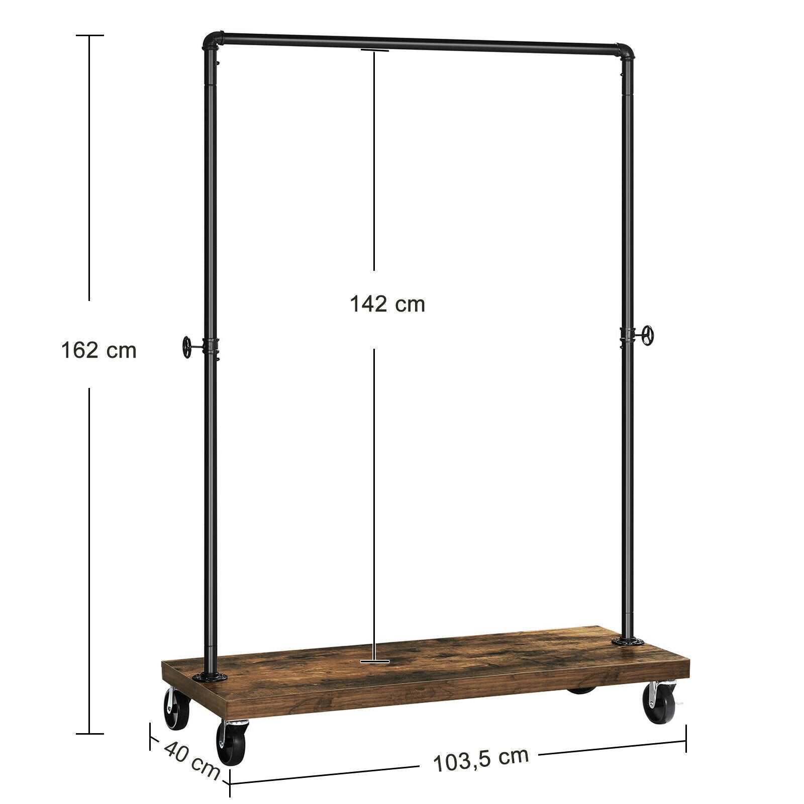 Rustic Garment Clothes Rack with Lockable Wheels