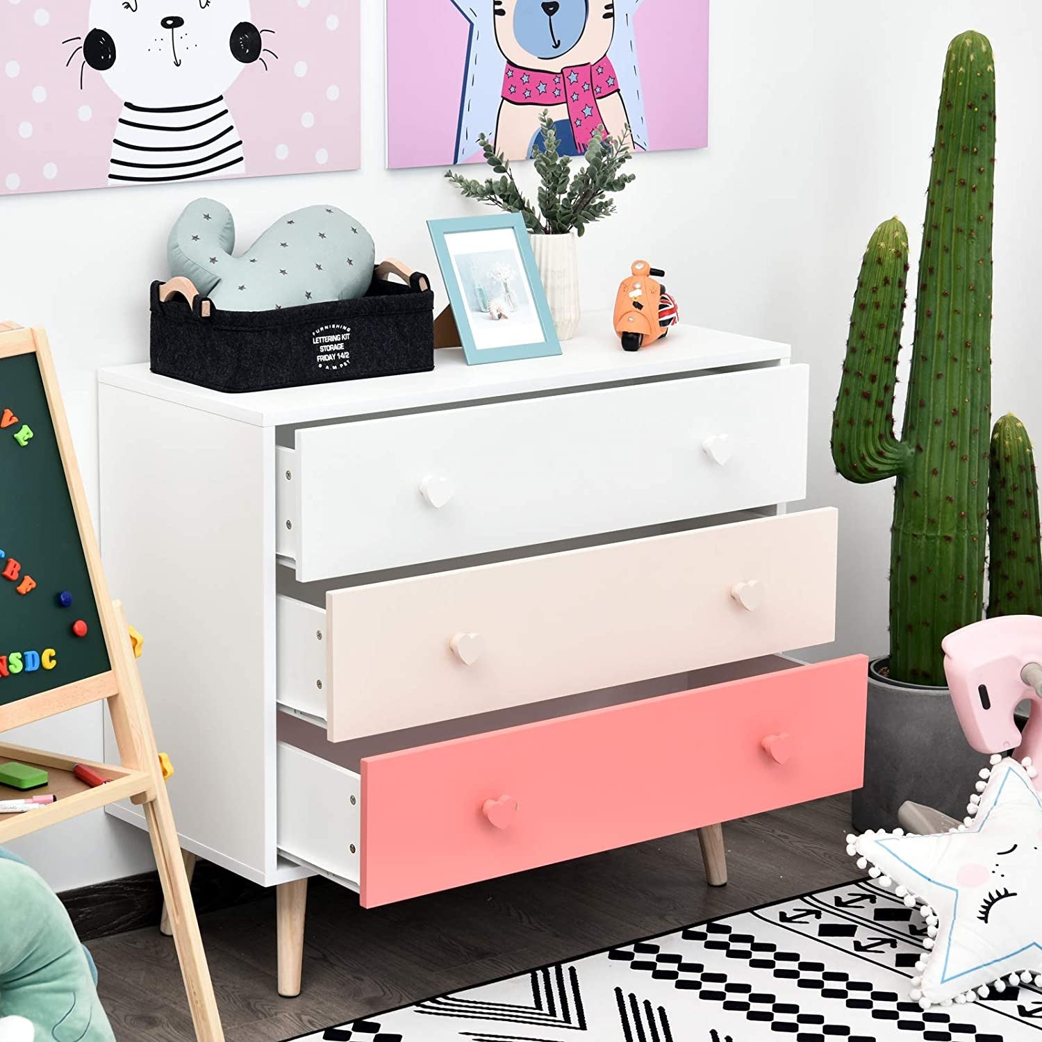 Three Drawer Pink Chest