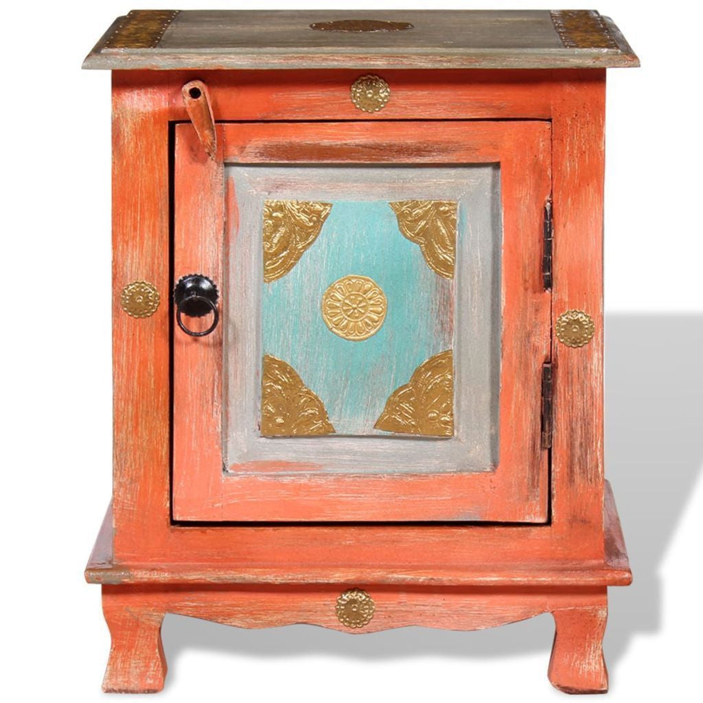 Orange Solid Mango Wood Nightstand