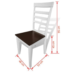 Set of 2 Solid Wood Brown & White Dining Chairs