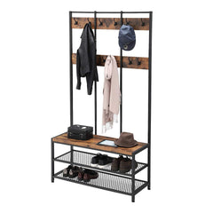 Large Free Standing Rustic Industrial Coat & Shoe Rack