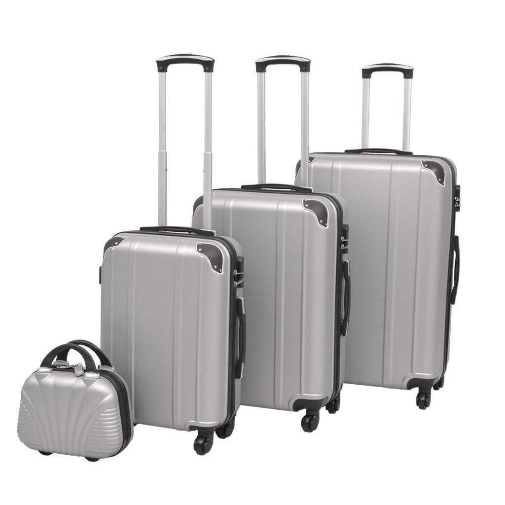 Silver Four Piece Hardcase Trolley Set